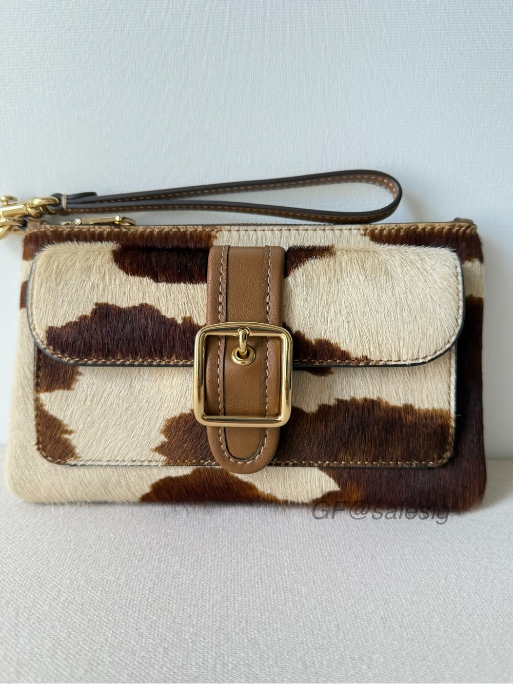 NWT Coach Ashton Haircalf Cow Print Wristlet Clutch Wallet Rare CDY07 Tan Brown - Picture 10 of 16